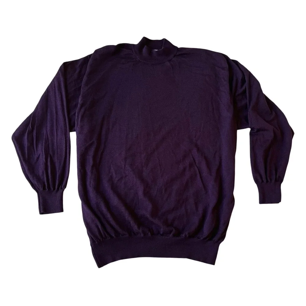 Gran Sasso Mock Neck Sweater Wool Silk Cashmere Blend